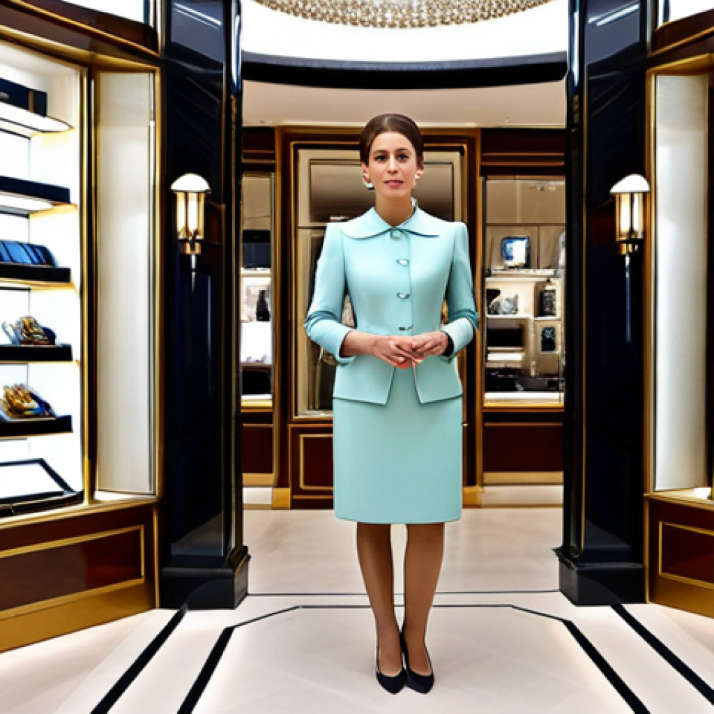 Cartier Elegance in Paris**

"A professional woman in a modest, elegant dress stands inside the Cartier boutique on the Champs-Élysées in Paris. The jewelry displays sparkle softly. Fully clothed, appropriate attire, safe for work, perfect anatomy, natural proportions, professional lighting, high-resolution."

**